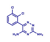 Lamotrigine seizures drug molecule, illustration