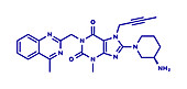 Linagliptin diabetes drug molecule, illustration