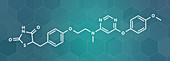 Lobeglitazone diabetes drug molecule, illustration