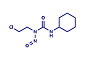 Lomustine brain cancer drug molecule, illustration