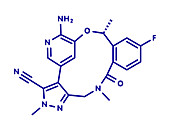 Lorlatinib cancer drug molecule, illustration