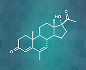 Megestrol appetite stimulant drug molecule, illustration