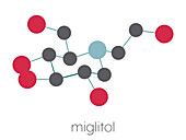 Miglitol diabetes drug molecule, illustration