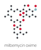 Milbemycin oxime antiparasitic drug molecule, illustration