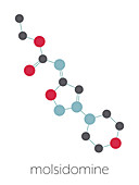 Molsidomine angina drug molecule, illustration