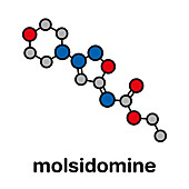 Molsidomine angina drug molecule, illustration
