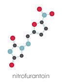 Nitrofurantoin antibiotic drug molecule, illustration