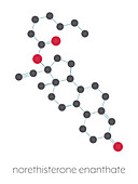 Norethisterone enanthate drug molecule, illustration