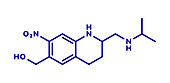 Oxamniquine anthelmintic drug molecule, illustration