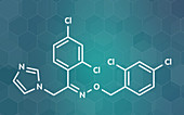 Oxiconazole antifungal drug molecule, illustration