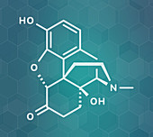 Oxymorphone opioid analgesic drug molecule, illustration