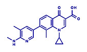 Ozenoxacin antibiotic drug molecule, illustration