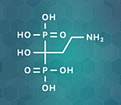 Pamidronic acid osteoporosis drug molecule, illustration