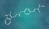 Panobinostat cancer drug molecule, illustration