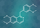 Papaverine opium alkaloid molecule, illustration