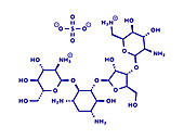 Paromomycin antibiotic drug molecule, illustration