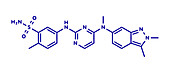 Pazopanib cancer drug molecule, illustration