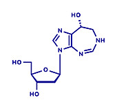 Pentostatin cancer drug molecule, illustration