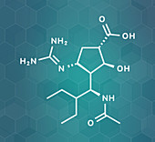 Peramivir influenza drug molecule, illustration