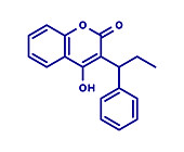 Phenprocoumon anticoagulant drug molecule, illustration