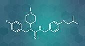 Pimavanserin antipsychotic drug molecule, illustration