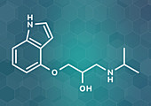 Pindolol beta blocker drug molecule, illustration