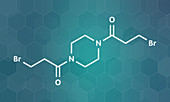 Pipobroman cancer chemotherapy drug molecule, illustration