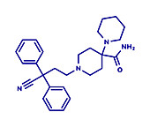 Piritramide opioid analgesic drug molecule, illustration
