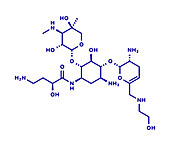 Plazomicin antibiotic drug molecule, illustration
