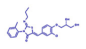 Ponesimod anti-inflammatory drug molecule, illustration