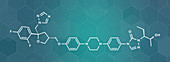 Posaconazole antifungal drug molecule, illustration