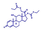 Prednicarbate corticosteroid drug molecule, illustration