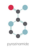 Pyrazinamide tuberculosis drug molecule, illustration