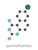 Pyrimethamine malaria drug molecule, illustration