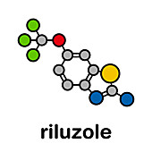 Riluzole ALS drug molecule, illustration