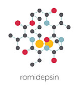 Romidepsin cancer drug molecule, illustration
