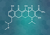 Sarecycline antibiotic drug molecule, illustration