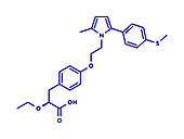 Saroglitazar diabetes drug molecule, illustration