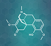 Sinomenine herbal alkaloid molecule, illustration