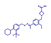 Siponimod anti-inflammatory drug molecule, illustration
