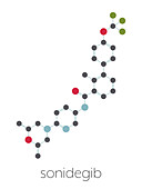 Sonidegib cancer drug molecule, illustration