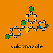 Sulconazole antifungal drug molecule, illustration