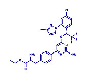 Telotristat ethyl drug molecule, illustration