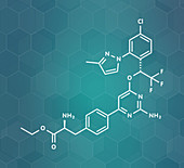 Telotristat ethyl drug molecule, illustration