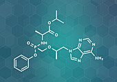 Tenofovir alafenamide antiviral drug molecule, illustration