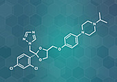 Terconazole antifungal drug molecule, illustration