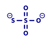 Thiosulfate anion chemical structure, illustration
