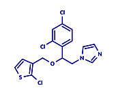 Tioconazole antifungal drug molecule, illustration