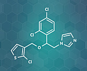 Tioconazole antifungal drug molecule, illustration