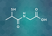 Tiopronin cystinuria drug molecule, illustration